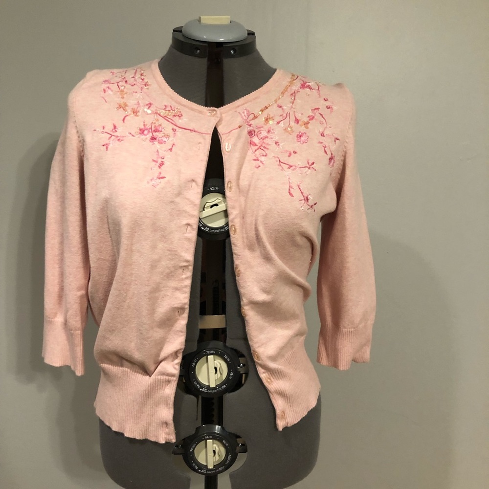 Pink Embellished Faded Glory Cardigan (L)